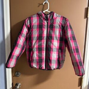 The North Face 550 Pink and Black Plaid Black Reversible Jacket